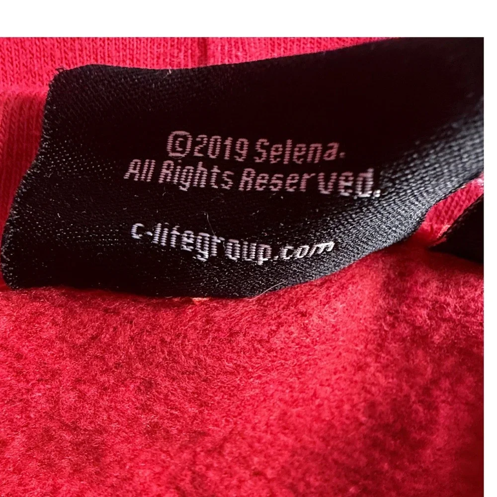 Selena Quintanilla Official Red Quarter Zip‎ Cropped Hoodie Graphic Back Large
